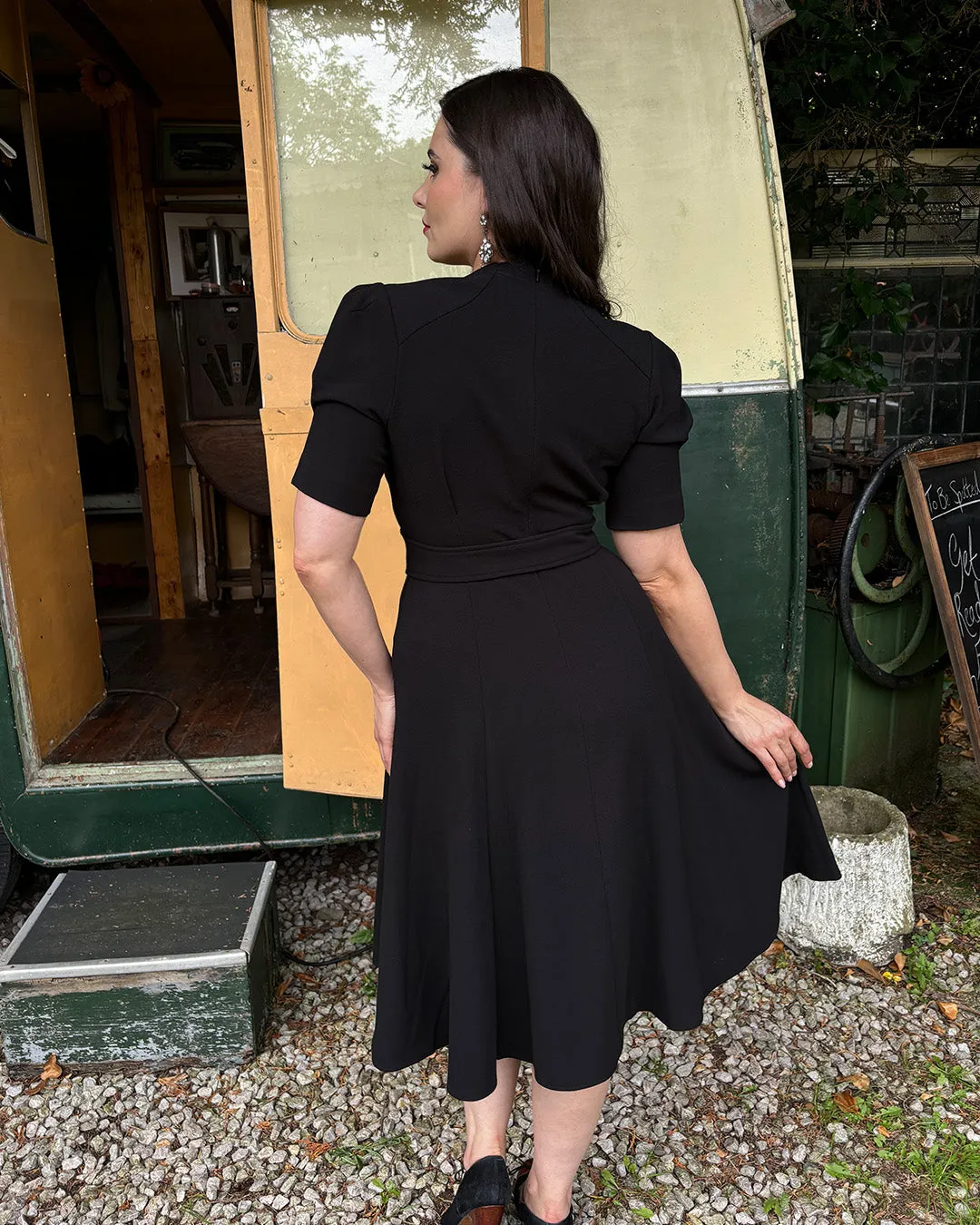 1940s Stanwyck Dress - Black
