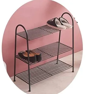 INDIAN DECOR. 45760 Shoe Rack Organiser 3 Tier Sturdy & Space Saving No Assembly Required Entrance Shoe Rack Bedroom Study Corridor Living Room Black Golden(Color:Black,Size:3 Layers)- Made in India!