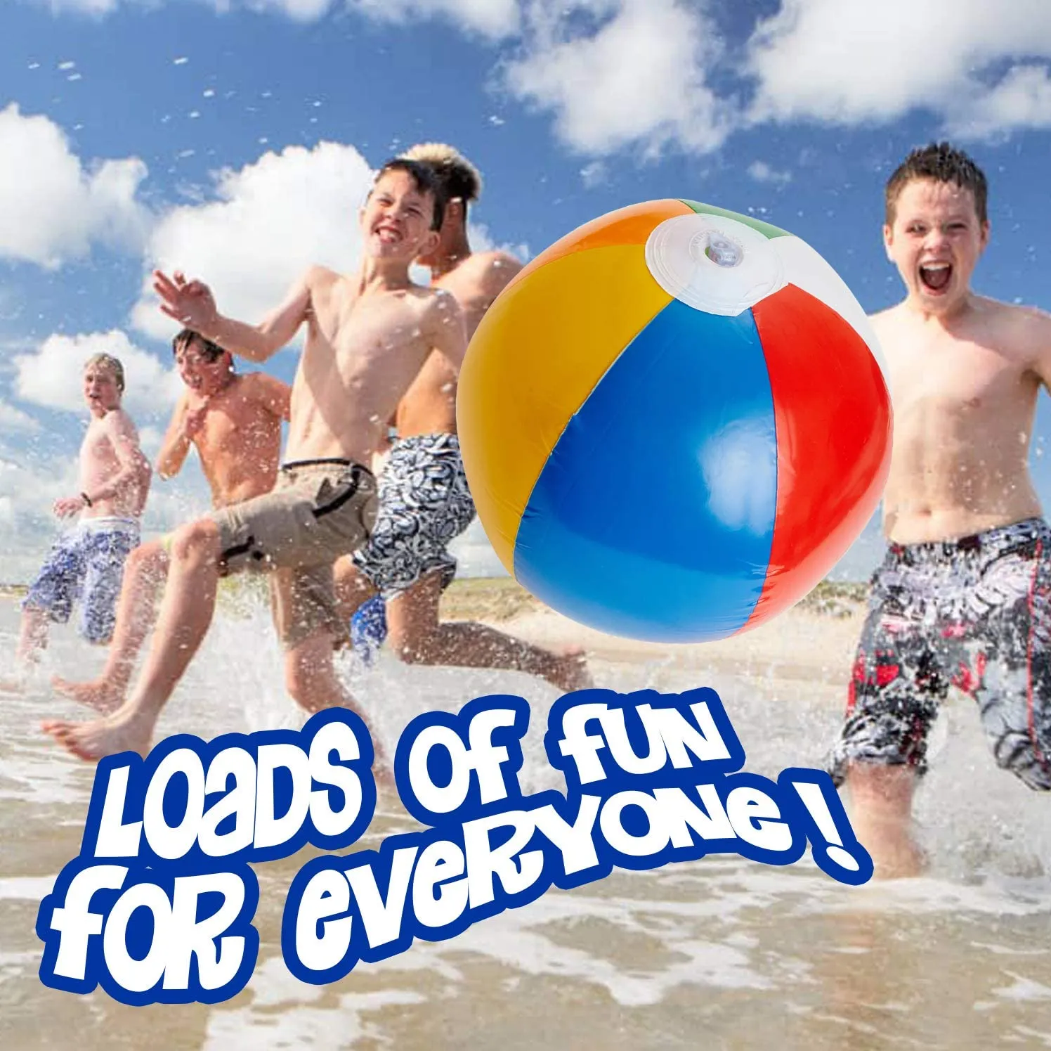 Kicko 6 Pack Inflatable Beach Balls - 12 Inch, Rainbow Colored - for Swimming Pools, Pool