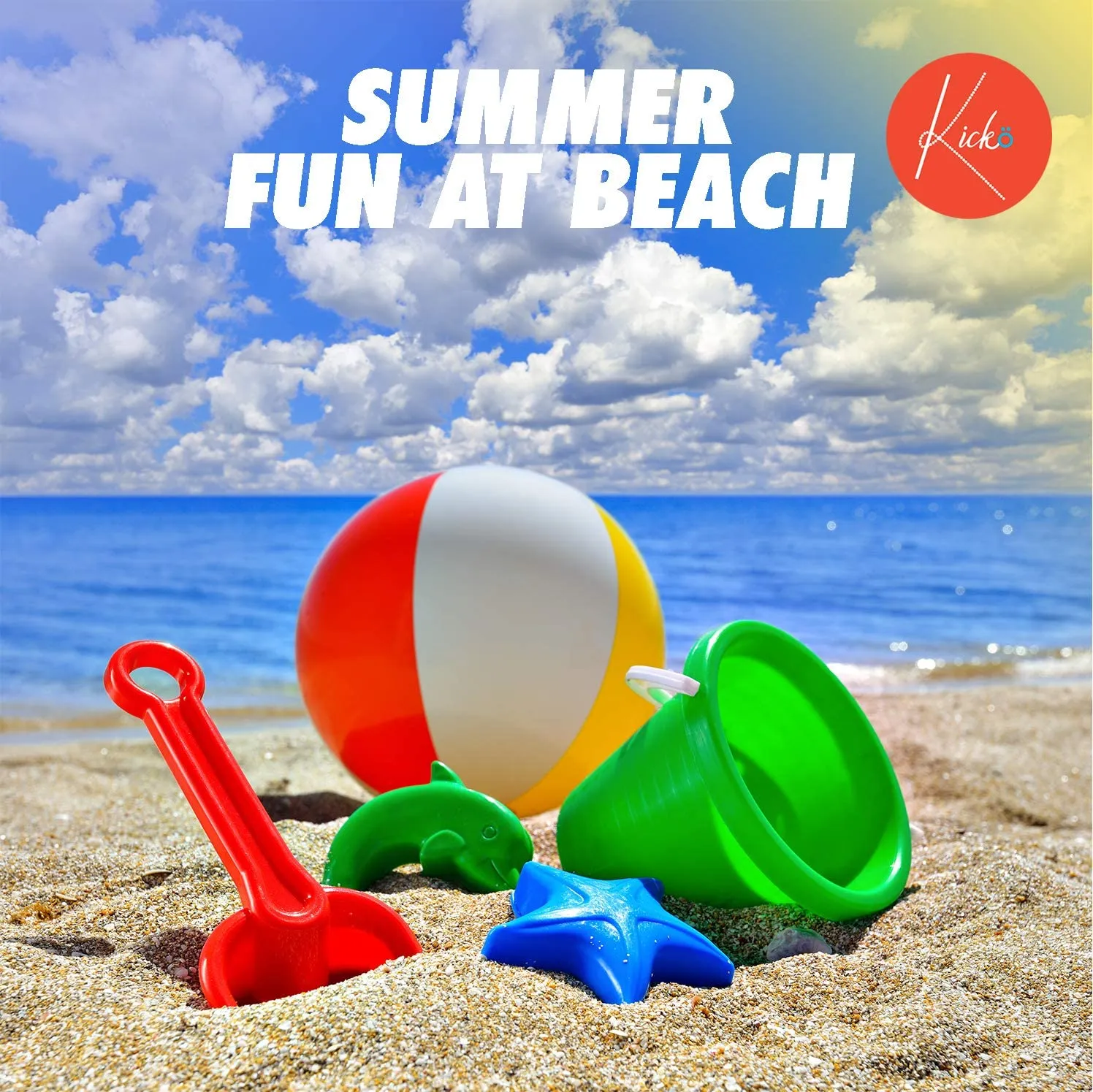 Kicko 6 Pack Inflatable Beach Balls - 12 Inch, Rainbow Colored - for Swimming Pools, Pool