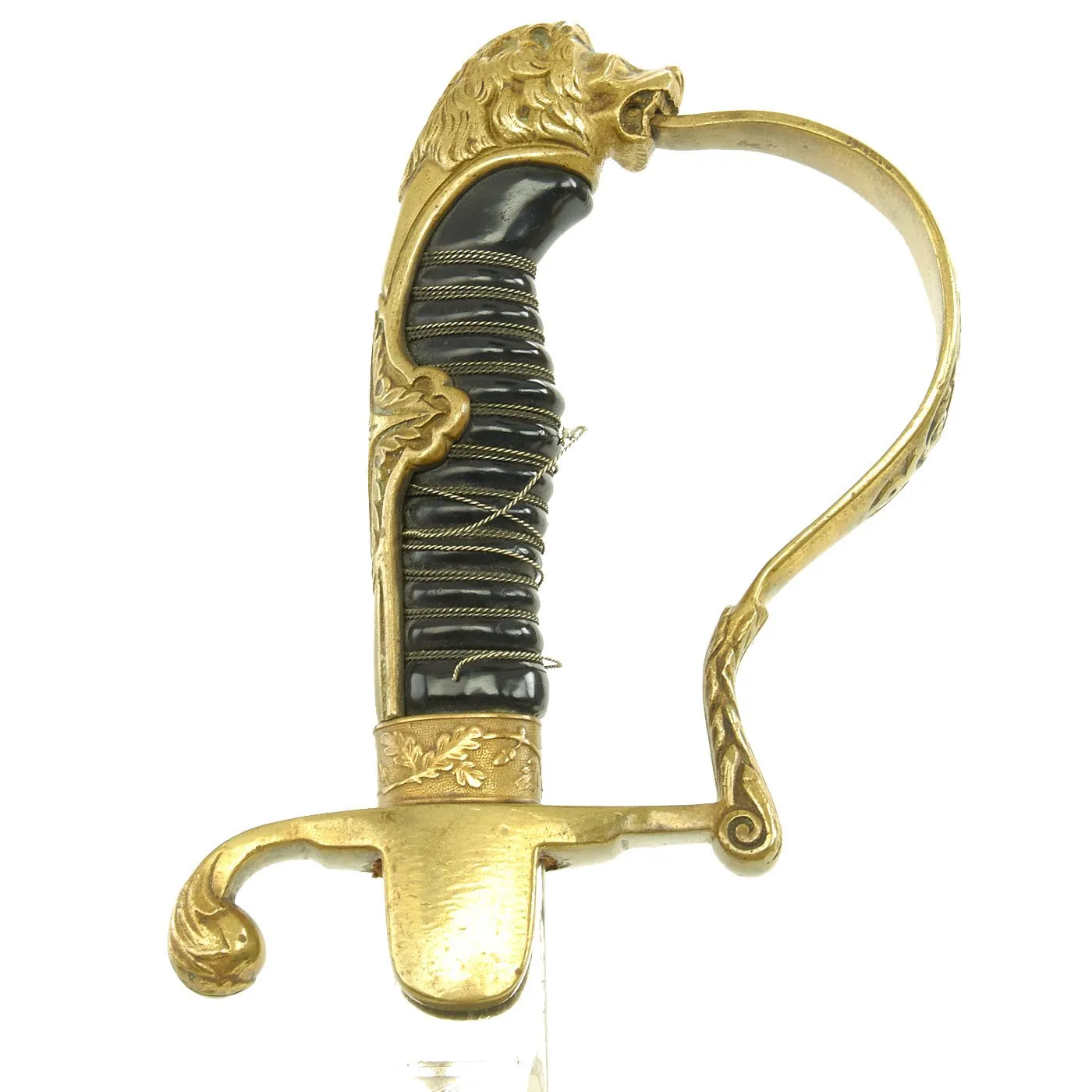 Original German WWII Army Officer's Lion Head Sword with Triple Etched Blade by Carl Eickhorn of Solingen