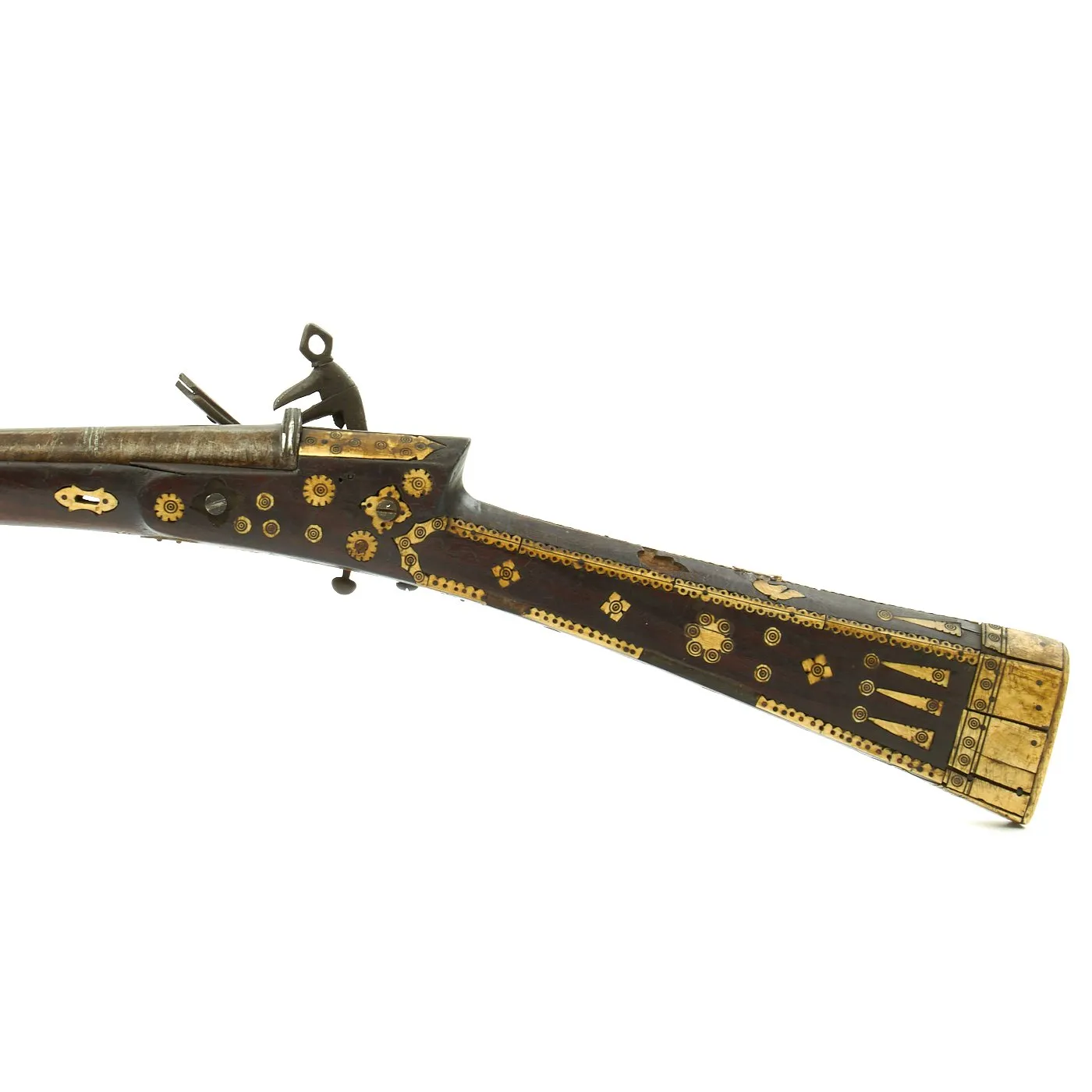 Original Ottoman Empire Miquelet Lock Bone Inlaid Shishana Rifle with Ball Trigger c.1760-80