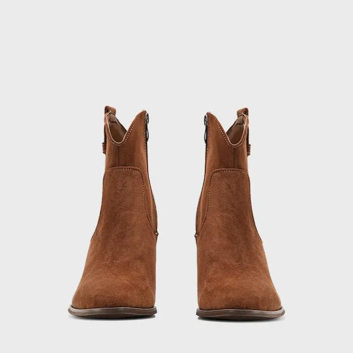Thick Heeled Side Zipper Short Boots