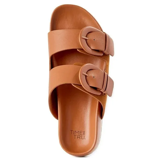 TIME AND TRU - Buckle Slip On Slides Slippers